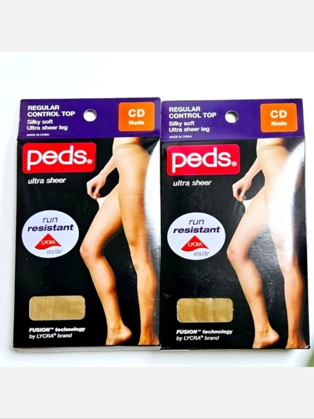 NWT 》2×《  PEDS REGULAR CONTROL CONTOUR TOP ULTRA SHEER LEG NUDE SIZE CD!